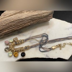 Necklace copper gold paint crystals rhinestones